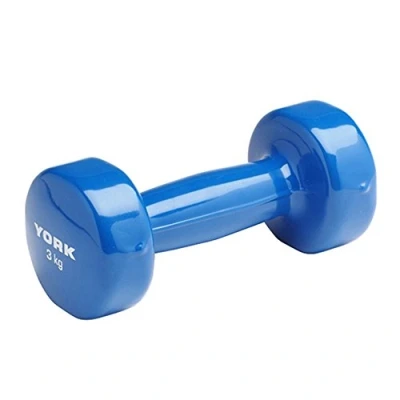 Image of York Fitness Single Vinyl Dipped Dumbbell (Fitbell), Blue, 3 Kg