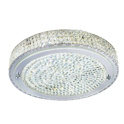 Image of LED 1 Light Large Flush Ceiling Chrome, Crystal