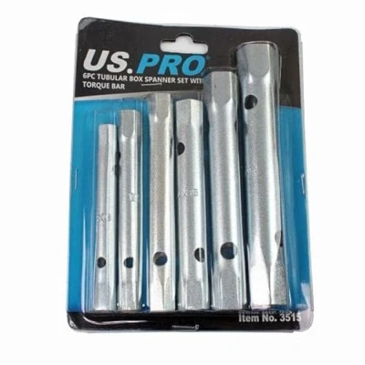 Image of US PRO 6pc Metric Box Spanner Set/Tubular &amp; Torque Bar 8 19mm 3515