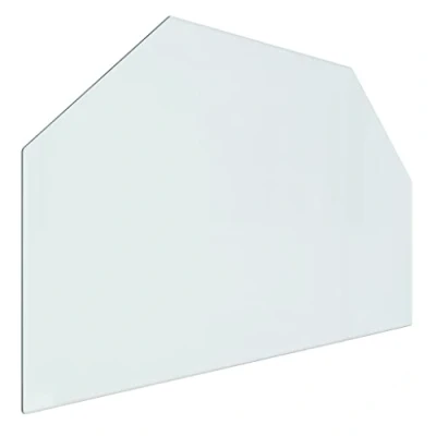 Image of vidaXL Fireplace Glass Plate Hexagon, Tempered Stove Floor Protector with Bevel Polished Edge, Transparent 80x50 cm