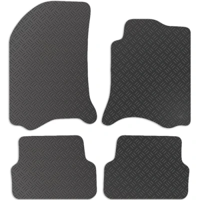 Image of Carsio Rubber Car Mats For Renault Laguna 2001 2007 Tailored Fit Floor Mat Set Complete Accessory Black Custom Fitted All Weather &amp; Heavy Duty, Anti Slip Backing with Clips