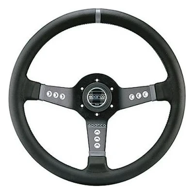 Image of Sparco 015L800PL Universal Steeringwheel &#039;L777 Piuma&#039; Black Leather Diameter 350mm, Dia 350 mm
