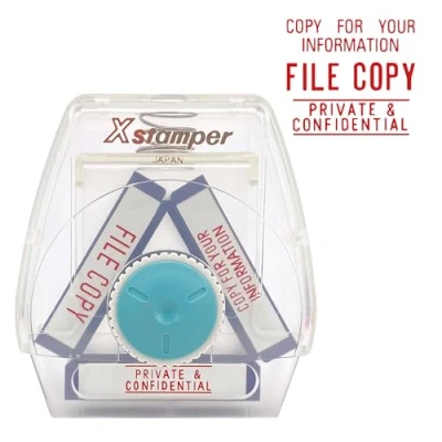 Image of Xstamper 3 in 1 Word Stamp Copy For Your Information File Private &amp; Confidential Ref WS8503
