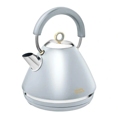 Image of Morphy Richards Accents Pyramid Kettle, 1.5L, Cordless Base, Concealed Element, Water Window, Lid with Ring Pull, 3KW, Ocean Grey/Gold, 102046