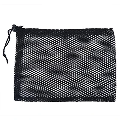 Image of Golf Balls Mesh Bag, Practice Drawstring Pouch Black Nylon Storage Bag Holder Accessory for Indoor Outdoor Training (L)
