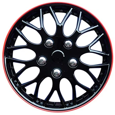 Image of AUTO STYLE Set wheel covers Missouri 14 inch black/red rim