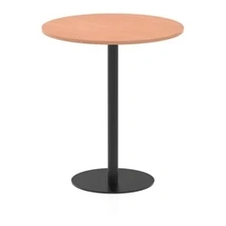 Image of Italia 1000mm Poseur Round Table Beech Top 1145mm High Black Leg