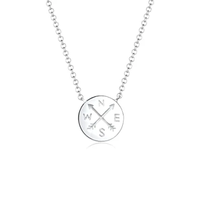 Image of Elli Women&#039;s 925 Sterling Silver Arrow Compass Talisman Travel Wanderlust Pendant Necklace 45cm length