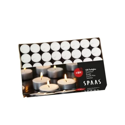 Image of Spaas Tealights Box x120, ± 8 Hours, White, D 39 mm x H 22