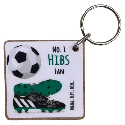 Image of WHITE COTTON CARDS Hibernian Hibs FC Football Club Fan KEYRING (K FN97)