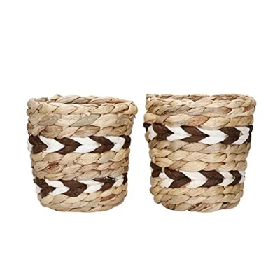 Image of KitchenCraft Woven Water Hyacinth Chevron Planters Set of 2
