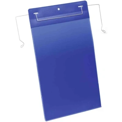 Image of Durable Document Pocket with Wire Hanger A4 Portrait, Pack of 50 Pieces, Dark Blue