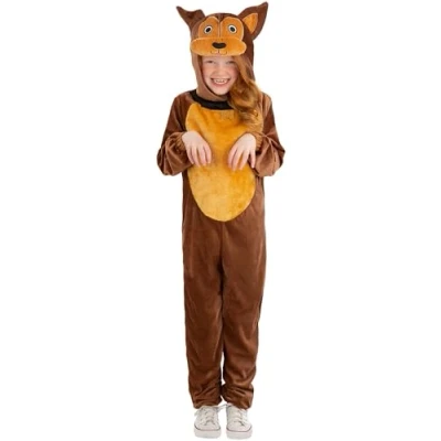 Image of Smiffys Dog Costume, Brown with Hooded Jumpsuit &amp; Tail, Children&#039;s Animal Fancy Dress, Dress Up Costumes
