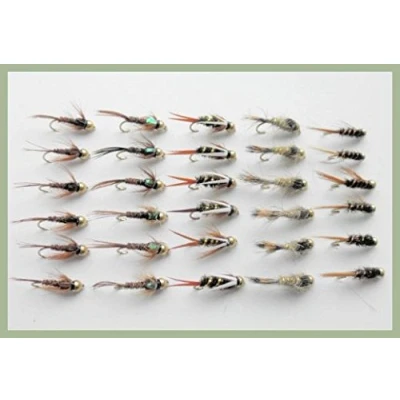 Image of Gold Head Trout Flies, 30 Named Goldhead Nymph, Mixed 10/12, For Fly Fishing