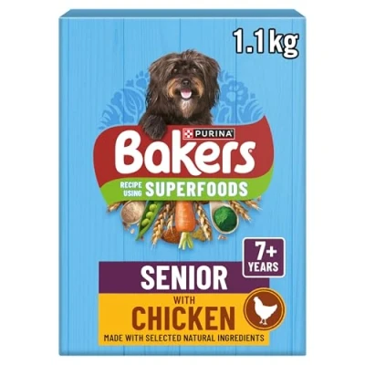 Image of BAKERS Senior Chicken with Vegetables Dry Dog Food 1.1kg (Pack of 5)