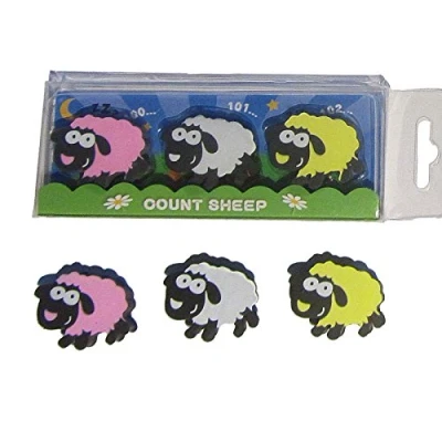Image of Childrens Kids Novelty School Erasers Count Sheep 3 Rubbers