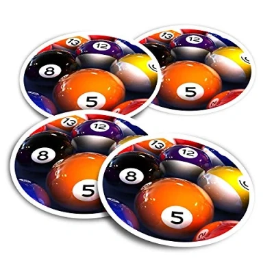 Image of Vinyl Stickers (Set of 2) 10cm Glossy Pool Balls Snooker Pub Fun Decals for Laptops,Tablets,Luggage,Scrap Booking,Fridges #13156