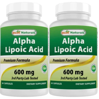 Image of Best Naturals Alpha Lipoic Acid 600 mg 60 Capsules ALA Powerful Antioxidant (60 Count (Pack of 2))