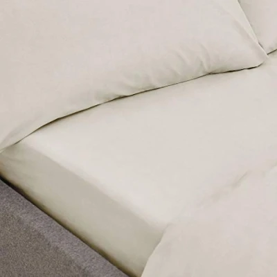 Image of Bianca 200 Thread Count Organic Cotton Super King Fitted Sheet Natural