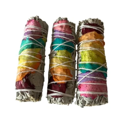 Image of 3x Chakra Petals White Sage 4&quot; Smudge Sticks