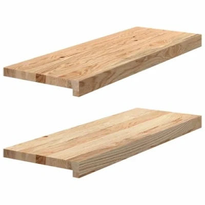 Image of vidaXL Oak Window Sills 2 pcs Untreated, Solid Wood, 70x30x2 cm, Natural Decorative Ledges for Home/Office