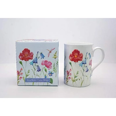 Image of FINE Bone China Set of 6 Individually Boxed Mugs Spring Flowers Free UK DELIVERY
