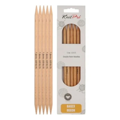 Image of KnitPro KP35123 20 cm x 7 mm Basix Double Pointed Needles, Birch, Braun