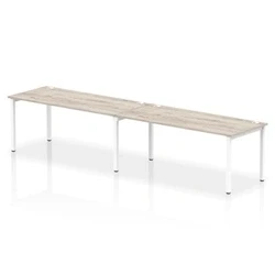 Image of Impulse Bench Single Row 2 Person 1800 White Frame Desk Grey Oak