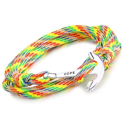Image of Infinite U Fashion Hope Sailor Anchor Womens Mens Wrap Bracelet Braided Colorful Nylon Rope Alloy Multilayer Charm Wristband Bangle