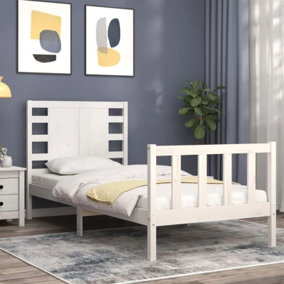 Image of vidaXL Bed Frame without Mattress White Small Single Solid Wood Pine