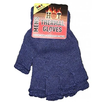 Image of Jean Junction Mens Fingerless Thermal Gloves One Size Fits All Mixed Colours (Navy Blue)