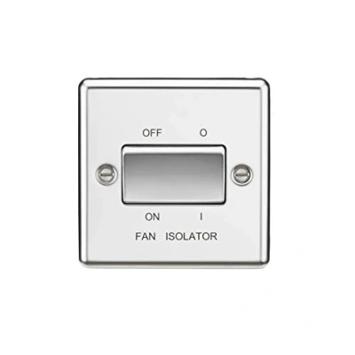 Image of KnightsBridge 10AX 3 Pole Fan Isolator Switch Rounded Edge Polished Chrome