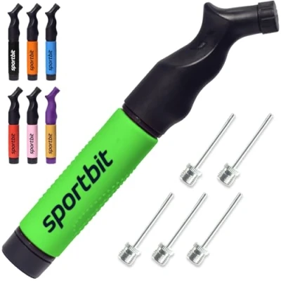 Image of SPORTBIT Ball Pump with 5 Needles Push &amp; Pull Inflating System Great for All Sports Balls Football Air Pump, Volleyball Basketball Inflator Goes Set