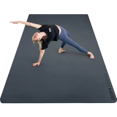 Image of Core Balance Extra Large Yoga Mat 6mm Non Slip TPE Foam with Travel Strap L183cm x W116cm (Black)