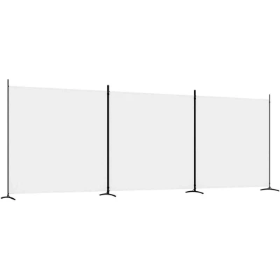 Image of vidaXL 3 Panel Room Divider White 525x180 cm Fabric