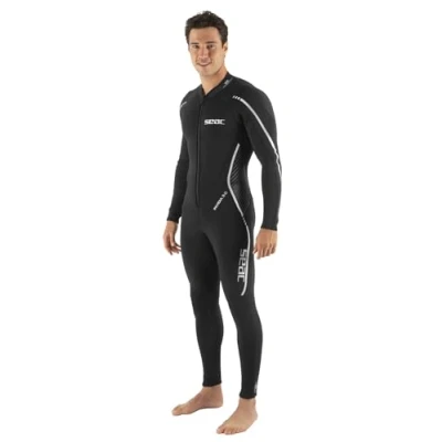 Image of SEAC Invidia Man, 3 mm neoprene, Ultrastretch, one piece wetsuit with front zip for diving, snorkeling and freediving, black, L
