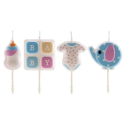 Image of dekora Set of 3D Baby Birthday Candles for Children&#039;s Cakes Original Candle Children Pack 4