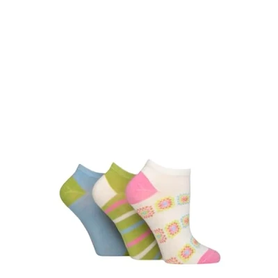 Image of Women&#039;s 3 Pair SOCKSHOP Bamboo Trainer Socks with Smooth Toe Seams Ocean View Patterned 4 8