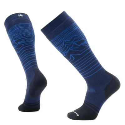 Image of Smartwool Men&#039;s Snowboard Full Cushion Iguchi Pattern Over The Calf Socks, Deep Navy, Medium