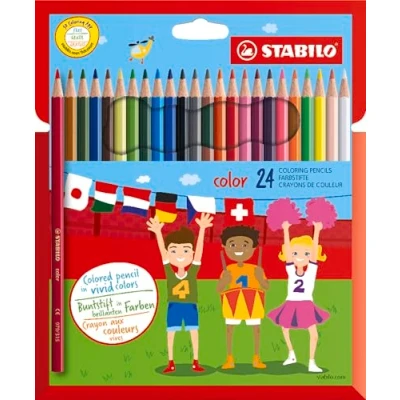Image of Colouring Pencil STABILO color Wallet of 24 Assorted Colours Incl 4 Neon