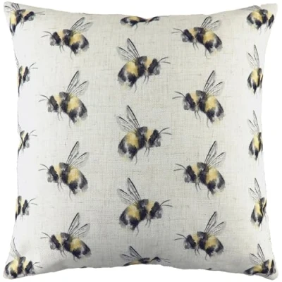 Image of Evans Lichfield Bee You Repeat Printed Cushion White One Size