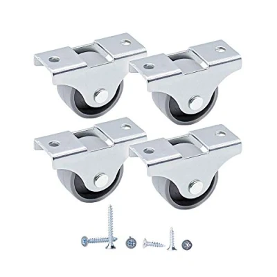 Image of (Pack of 4) 25 mm Plastic Wheels One Way Fixed Castors Casters with Mounting Plates Durable Non Swivel Furniture Screws Included (4)