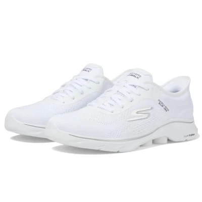 Image of Skechers Performance GO WALK 7 Slipin Walking trainers, Women&#039;s, Size: 3, White textile black trim Textile/synthetics