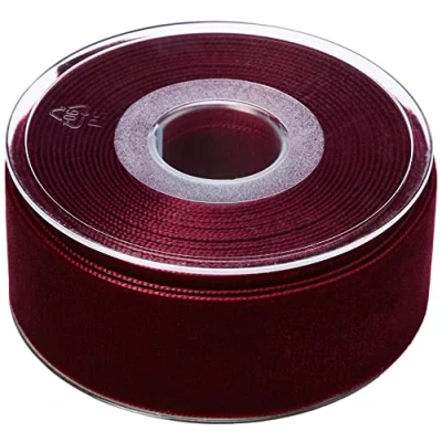 Image of Berisfords Velvet Ribbon, Burgundy, 10.2 x 4.5 cm