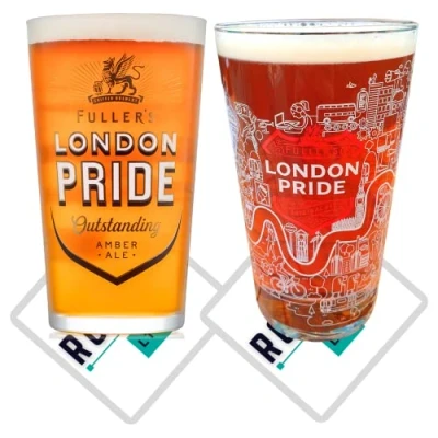 Image of 2 x Roxley Fullers London Pride X2 Mix Glasses Lager Beer Glass