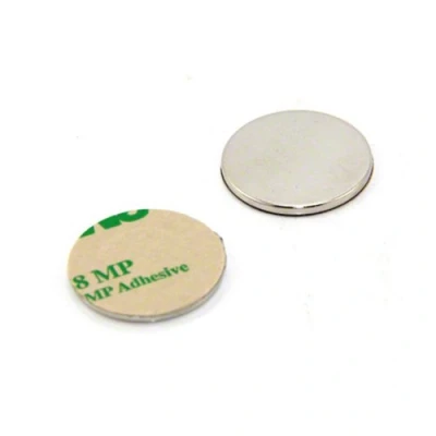 Image of N42 Neodymium Adhesive Magnet for Arts, Crafts, Model Making, DIY, Hobbies and Packaging 25mm dia x 2mm thick 3.5kg Pull North Pack of 2