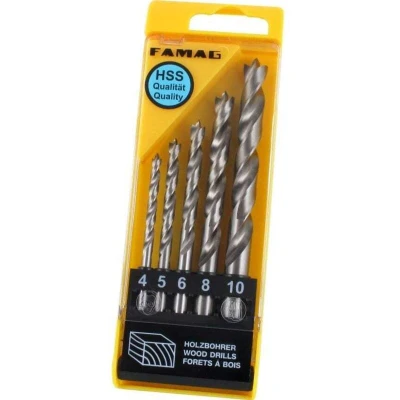 Image of FAMAG 7PCS HSS Brad Point Drill Bit Set in Wooden Case, 1591507