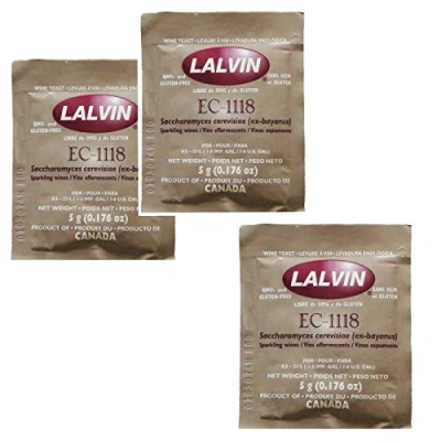 Image of 3 x Lalvin EC 1118 Champagne Yeast 5g Sachet 18% Homebrew Wine