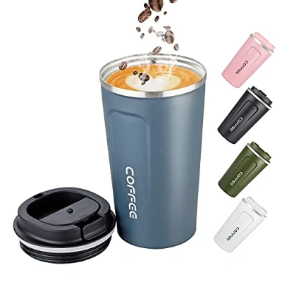 Image of Big seller 17oz (500ml) Vacuum Insulated Travel Mug, Leakproof Double Wall Stainless Steel Reusable Coffee Cup with Lid for Hot &amp; Cold Drinks, Blue