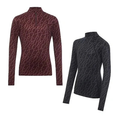 Image of LeMieux Young Rider Fleur Base Layer Merlot or Navy All Over Print Luxury, Navy, 13 14 Years